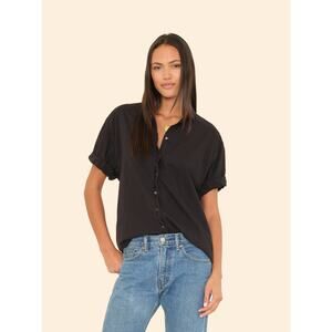 Xirena S Channing Cotton Button Up Shirt in Black
